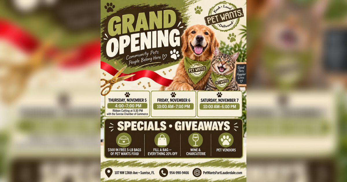 Grand Re-Opening for Pet Wants Fort Lauderdale